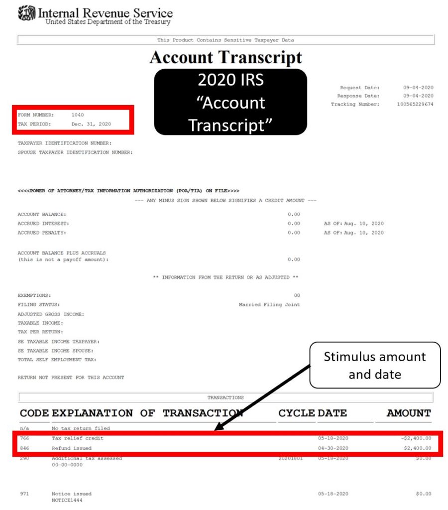 Irs Transcripts Now Provide Stimulus Payment Information Irs Mind